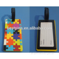 Puzzle rubber pvc luggage tag, free sample autism gifts pvc bag name tag